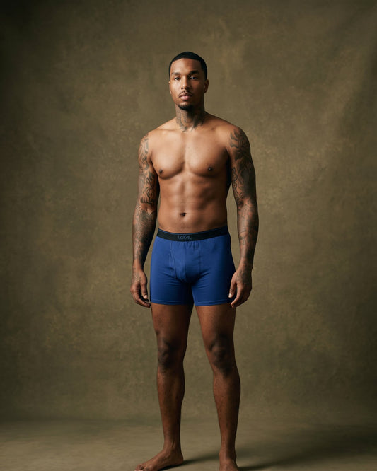 Blue Boxer Brief, worn