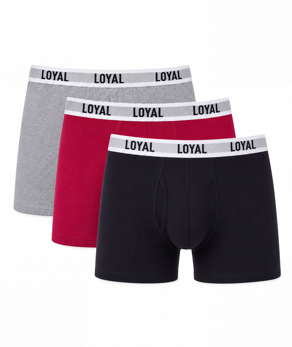3 Pack Black/Gray/Red, front view