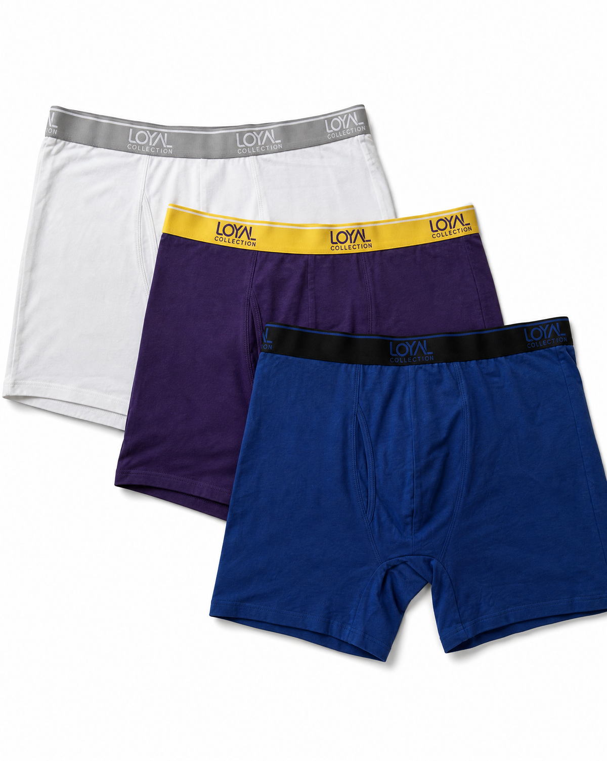 3 Pack Blue/White/Purple, front view