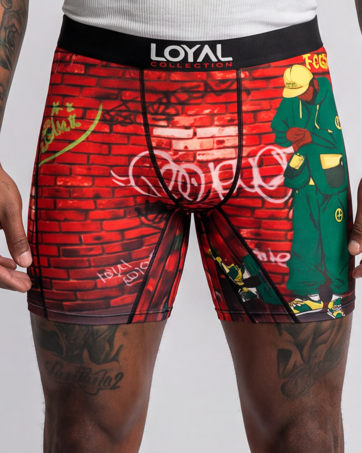 Brick Graffiti Boxer Brief worn, close detail
