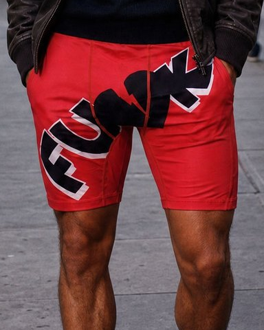 FUNK Red Boxer Brief worn, close detail