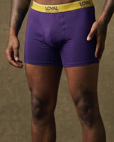 Purple Boxer Brief worn, close detail