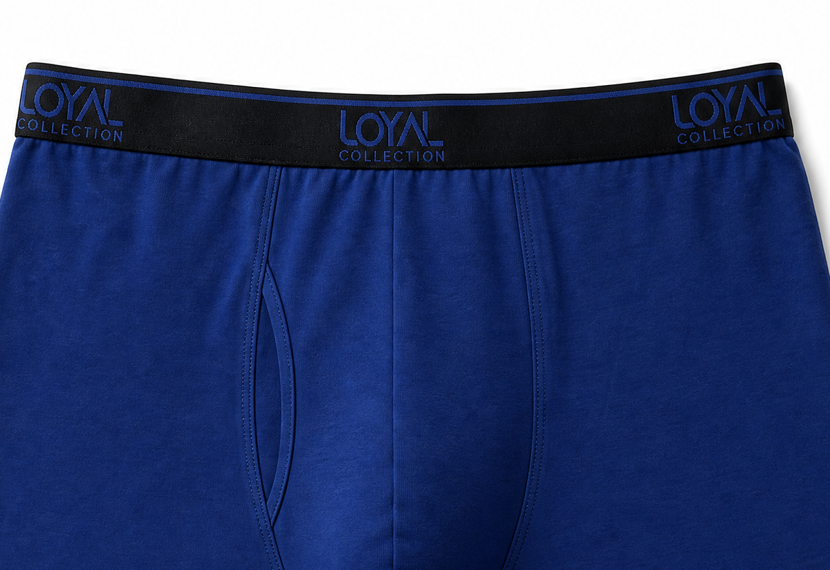 Blue Boxer Brief, waistband and pouch detail