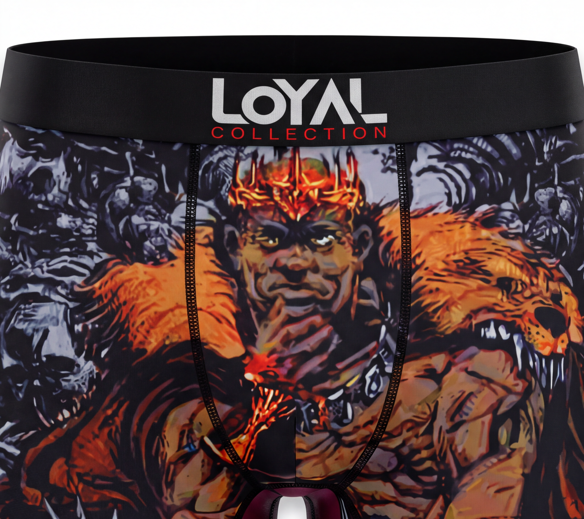 Lion Boxer Brief, waistband and pouch detail