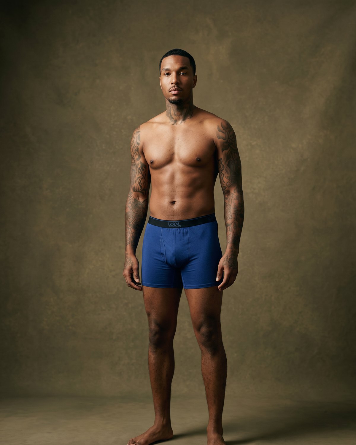 Blue Boxer Brief, worn