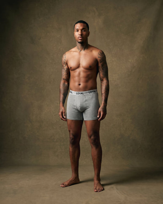 Gray Boxer Brief, worn