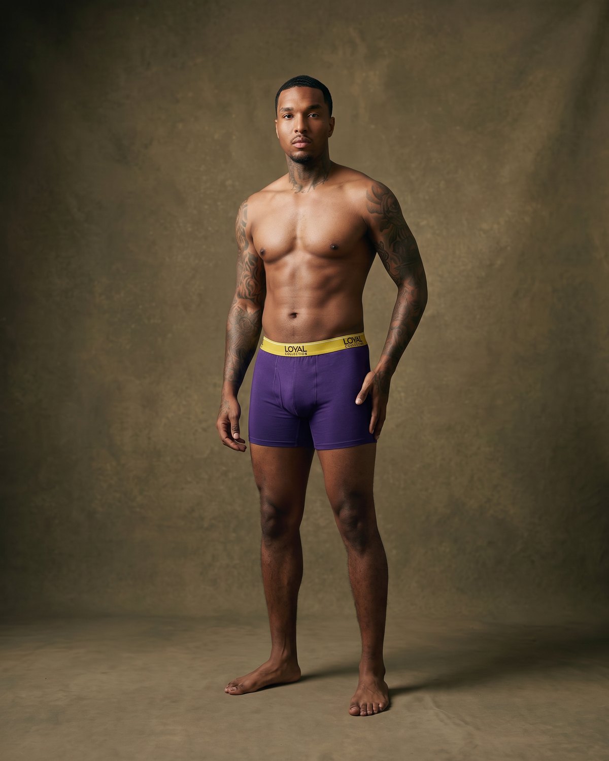 Purple Boxer Brief, worn