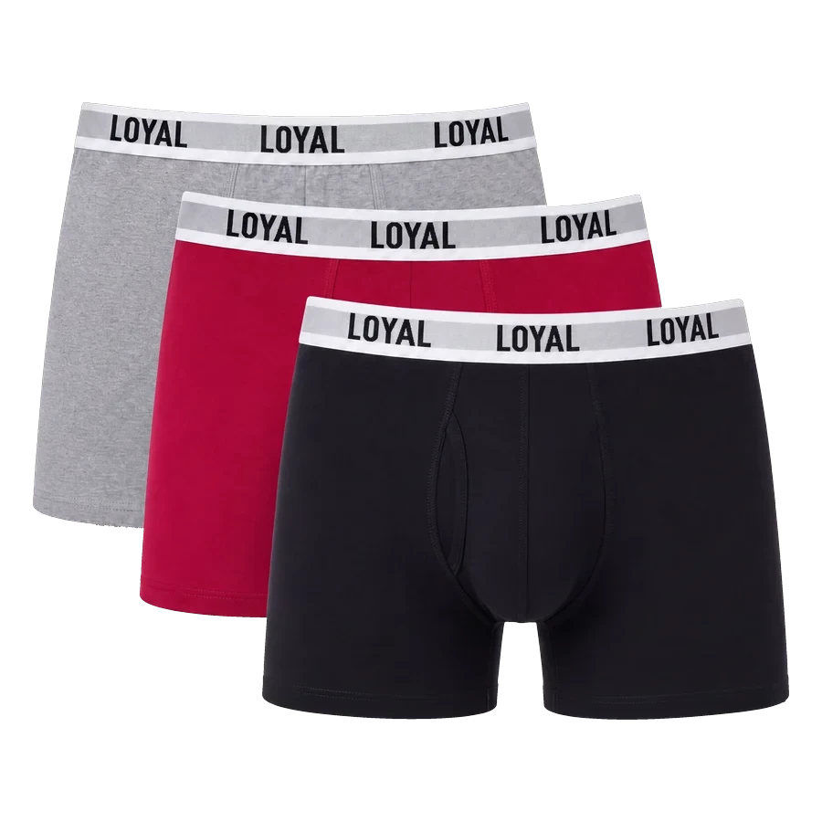 3 Pack Black/Gray/Red