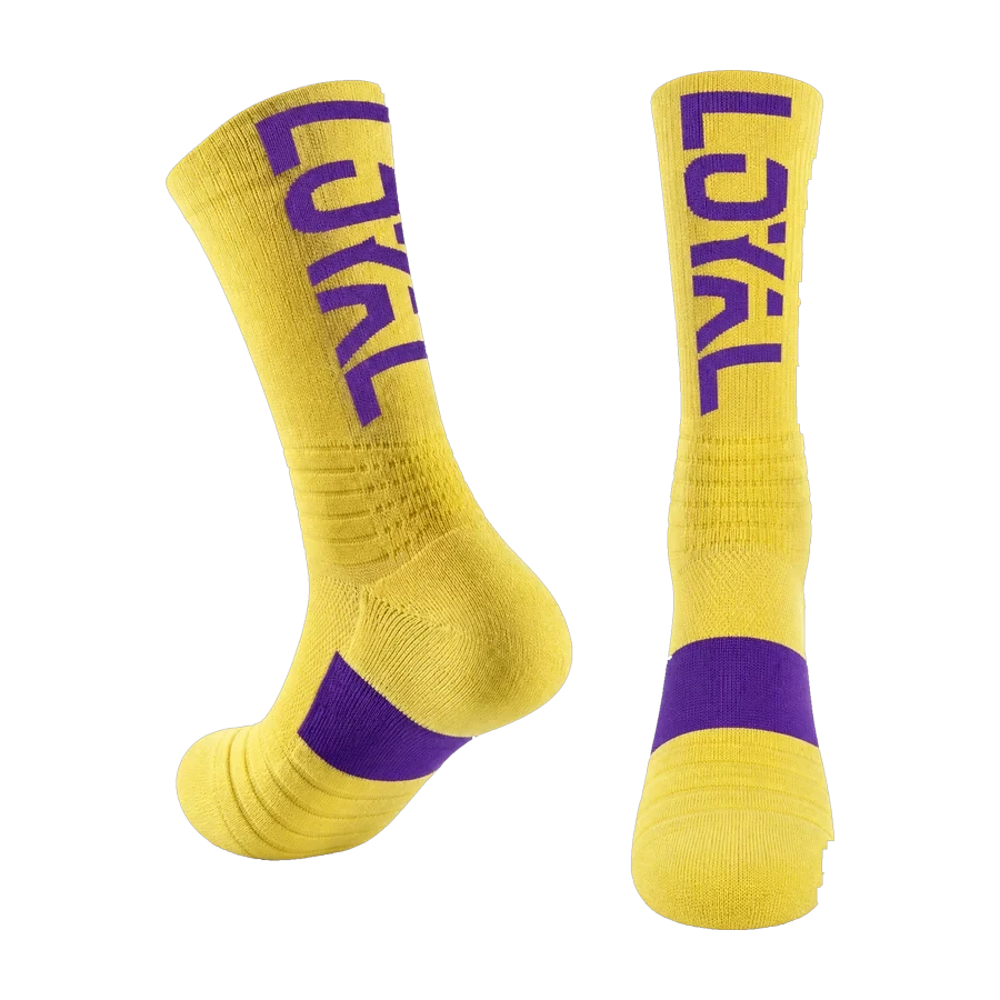 Yellow and Purple Crew Socks