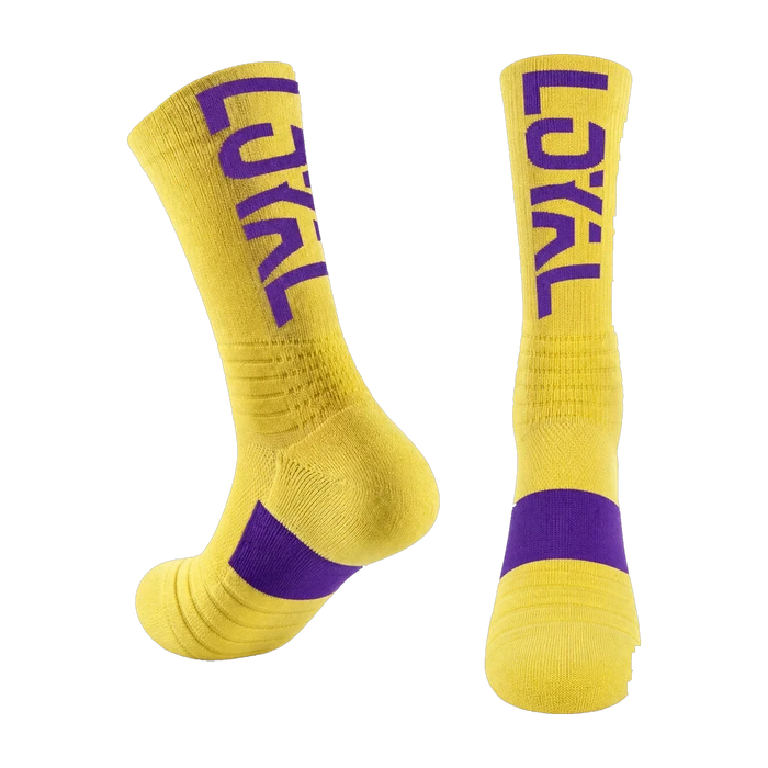 Yellow and Purple Crew Socks